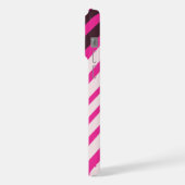 Rosa, weiße und schwarze diagonale Streifen iPhone Hülle (Linke Seite)