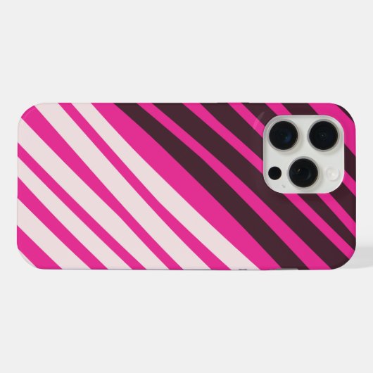 Rosa, weiße und schwarze diagonale Streifen iPhone Hülle (Rückseite (Horizontal))