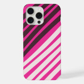 Rosa, weiße und schwarze diagonale Streifen iPhone Hülle (Rückseite)