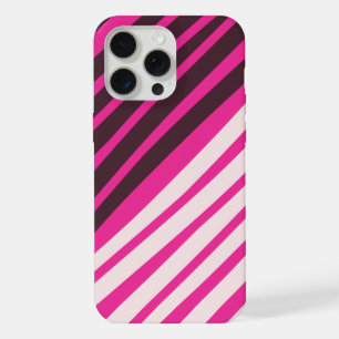 Rosa weiße und schwarze diagonale Streifen iPhone 15 Pro Max Hülle