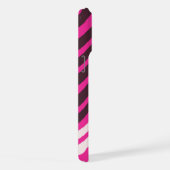 Rosa, weiße und schwarze diagonale Streifen iPhone Hülle (Rechte Seite)