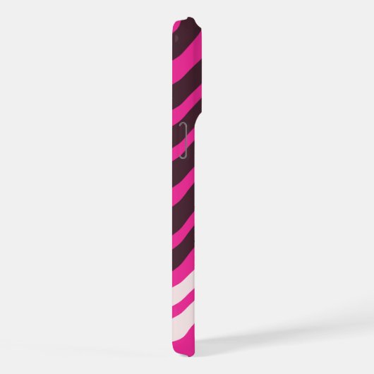 Rosa, weiße und schwarze diagonale Streifen iPhone Hülle (Rechte Seite)