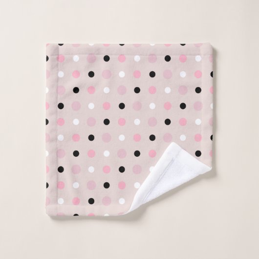 Rosa, weiße und schwarze Punkte Badhandtuch Set (Waschlappen)