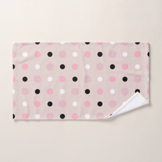 Rosa, weiße und schwarze Punkte Badhandtuch Set (Handtuch)