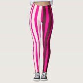 Rosa, weiße und schwarze Streifen Leggings (Vorderseite)