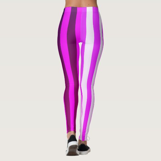 Rosa, weiße und schwarze Streifen Leggings (Rückseite)