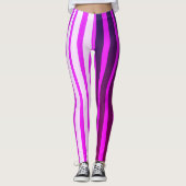 Rosa, weiße und schwarze Streifen Leggings (Vorderseite)