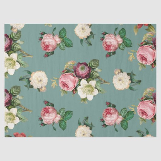 Rosa Weiße und violette Blumen Seidenpapier (Vorderseite)