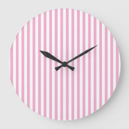 Rosa-weiße vertikale Streifenmuster-Design Große Wanduhr