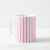 Rosa-weiße vertikale Streifenmuster-Design Kaffeetasse (Vorderseite Links)