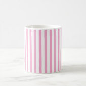 Rosa-weiße vertikale Streifenmuster-Design Kaffeetasse (Mittel)