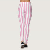 Rosa-weiße vertikale Streifenmuster-Design Leggings (Rückseite)