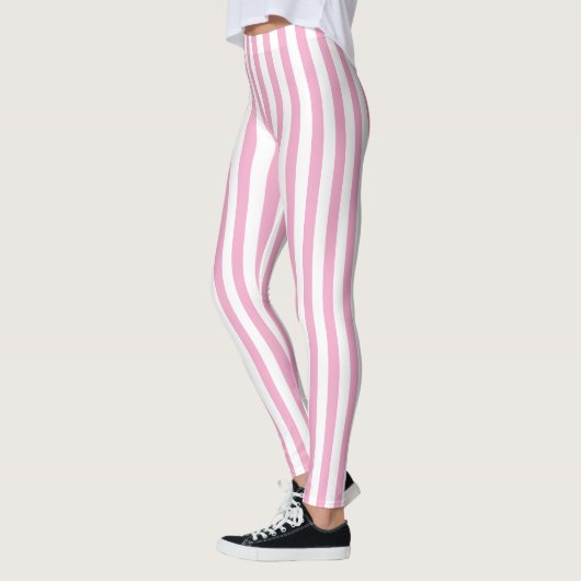 Rosa-weiße vertikale Streifenmuster-Design Leggings (Links)