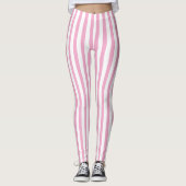 Rosa-weiße vertikale Streifenmuster-Design Leggings (Vorderseite)