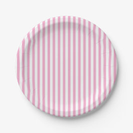 Rosa-weiße vertikale Streifenmuster-Design Pappteller