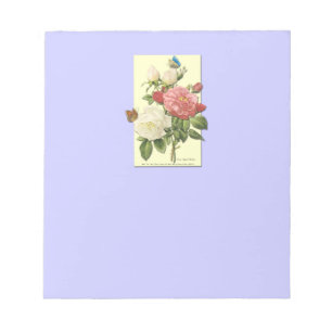 Rosa Weiße Vintage Botanische Rosen Notizblock