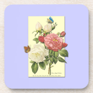 Rosa Weiße Vintage Botanische Rosen Untersetzer