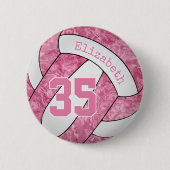 Rosa, weiße Volleyballmannschaft Button (Vorderseite)