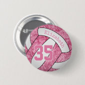 Rosa, weiße Volleyballmannschaft Button (Vorne & Hinten)