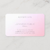 Rosa Weiße Vorlage Elegantes Design Moderne Modern Visitenkarte (Rückseite)