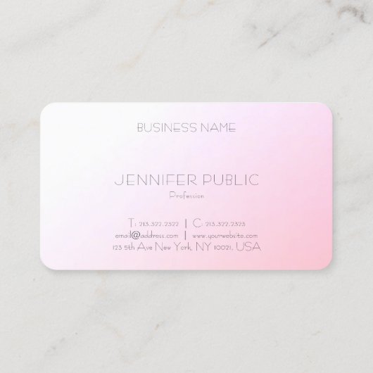 Rosa Weiße Vorlage Elegantes Design Moderne Modern Visitenkarte (Rückseite)