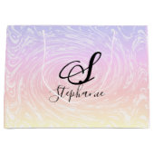 Rosa, weiße Wave Abstrakte Girly Monogramme Name Große Geschenktüte (Vorderseite)