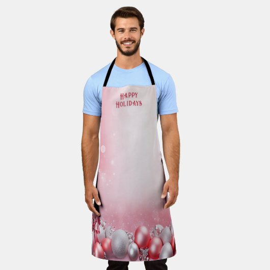 Rosa Weiße Weihnachtsbälle Schürze (Getragen)