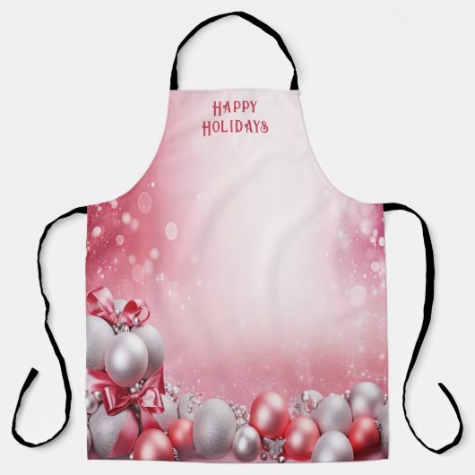Rosa Weiße Weihnachtsbälle Schürze (Vorderseite)