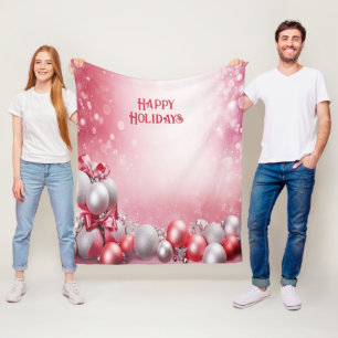 Rosa weiße Weihnachtsbälle Urlaub Fleece Blanken