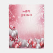 Rosa weiße Weihnachtsbälle Urlaub Fleece Blanken (Vorderseite)