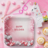 Rosa weiße Weihnachtsbälle Weihnachtskalender Papi Pappteller (Party)