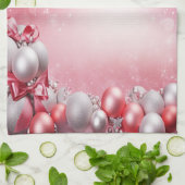 Rosa Weiße Weihnachtsbäume Holiday Küche Handtuch (Gefaltet)