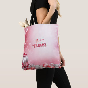 Rosa weiße Weihnachtsbäume Holiday Toag Tasche
