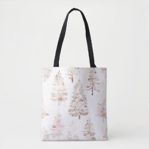 Rosa weiße Weihnachtsbäume Tasche
