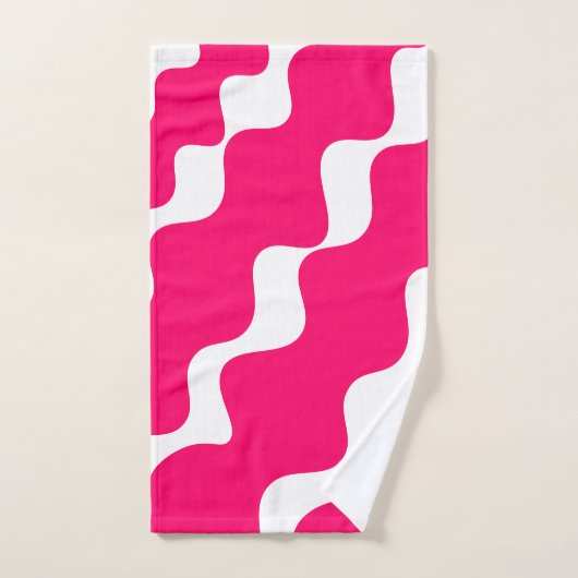 Rosa-weiße Wellenmuster Badhandtuch Set (Handtuch)