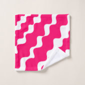 Rosa-weiße Wellenmuster Badhandtuch Set (Waschlappen)