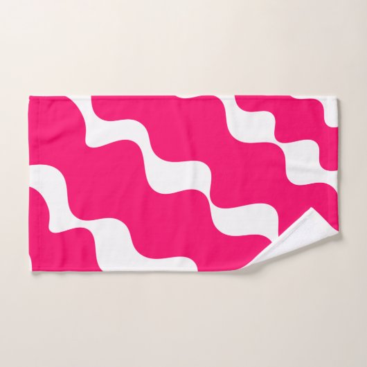 Rosa-weiße Wellenmuster Badhandtuch Set (Handtuch)