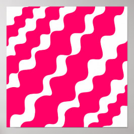 Rosa-weiße Wellenmuster Poster