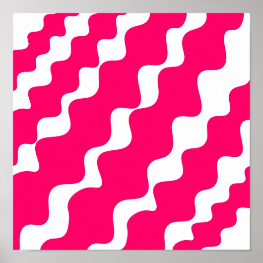 Rosa-weiße Wellenmuster Poster (Vorne)