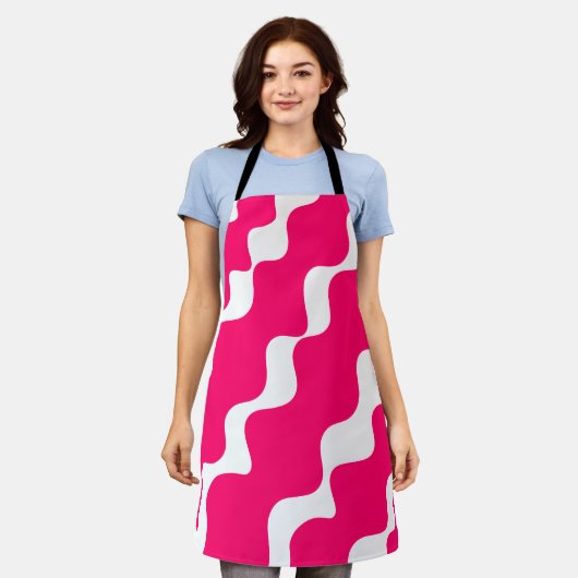 Rosa-weiße Wellenmuster Schürze (Getragen)