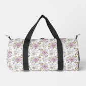 Rosa-weiße Wildblumen-Blumenmuster-Design Duffle Bag (Vorderseite)