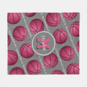Rosa, weißer Basketballplatz mein glücklicher Plat Fleecedecke (Vorderseite (Horizontal))