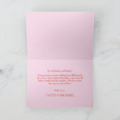 Rosa weißer Blumenbogen Chinesische Hochzeit Doppe Dankeskarte (Innenseite)