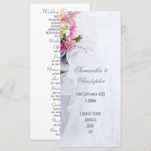 Rosa Weißer Blumenkohl Hochzeitsfeier Programm (Vorne/Hinten)