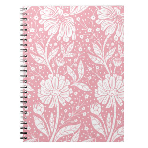 Rosa weißer Blumenprint Notizblock