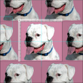 Rosa Weißer Boxhund mit Baumwollgewebe Stoff (Kachel)