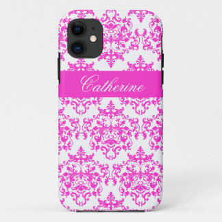 Rosa weißer Damastmädchenname Case-Mate iPhone Hülle
