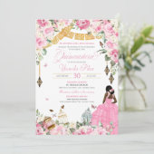 Rosa Weißer Eleganter Blumenschmetterling Quincean Einladung (Stehend Vorderseite)
