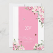 Rosa Weißer Eleganter Blütenschmetterling Quincean Einladung (Rückseite)