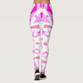 Rosa Weißer Geometrischer Art Deco Valentine Liebe Leggings (Rückseite)